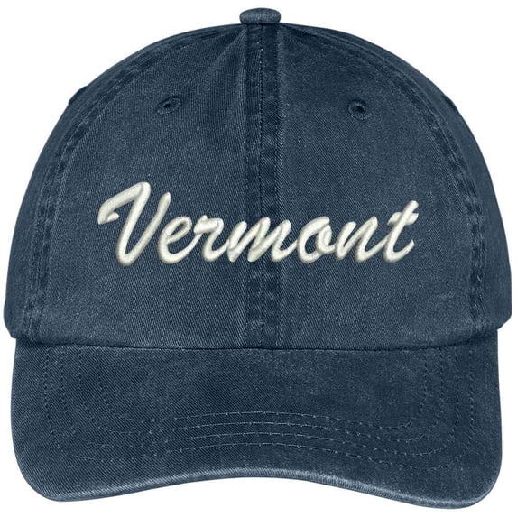 Trendy Apparel Shop Vermont State Embroidered Low Profile Adjustable Cotton Cap