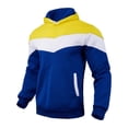 thumbnail image 5 of Patchwork Hoodie Men's Fall Winter Colorblock Drawstring Hoodie with Thick Plush Long Sleeves Big Pocket Retro Thin Loose Wear Sport Top Men Hooded, 5 of 7