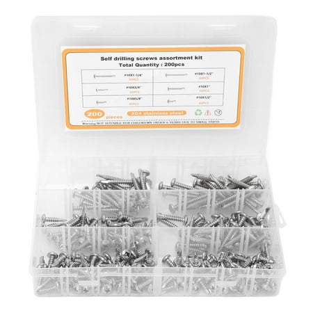 

2024 200PCS Round Head Cross Screws 304 Stainless Steel Self Drilling Screw Assortment Kit