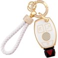 thumbnail image 1 of for Mercedes Key Fob Cover Soft TPU Key Case Protector Fit for Mercedes Benz 2017-2021 E-Class, 2018-2021 S-Class, 2019-2021 A-Class C-Class G-Class 4 Buttons with Bling Keychain,1,white, 1 of 5