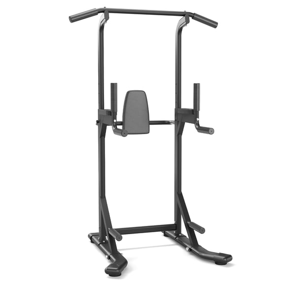 Power Tower – Heavy Duty Pull Up & Dip Station – 450 lb Adjustable Height & Back Pad – Multi-Functional – Home Gym – Chin Ups, Push Ups, Abs & Leg Raises – Black