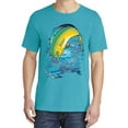 thumbnail image 2 of Wild Bobby, Mahi-Mahi Fish Catching Small, Fish, Garment-Dyed Washed Look Short Sleeve Tees, Blue Lagoon, Small, 2 of 3