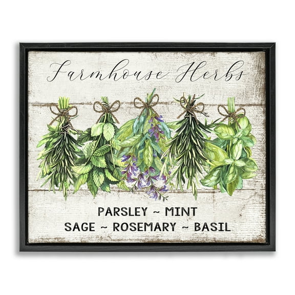 Stupell Industries Vintage Farm Market Herbs Food & Beverage Painting Black Floater Framed Canvas Art Print Wall Art, 21 x 17