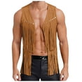 thumbnail image 1 of Male New Tassel Deer Skin Velvet Buttonless Mid Length Vest Vest Vest Jacket Jacket Men Winter Hooded Winter Jacket with Glasses Bake Jacket Puff Jacket Mens Big And Tall Light Jackets Tall Men Winter, 1 of 3