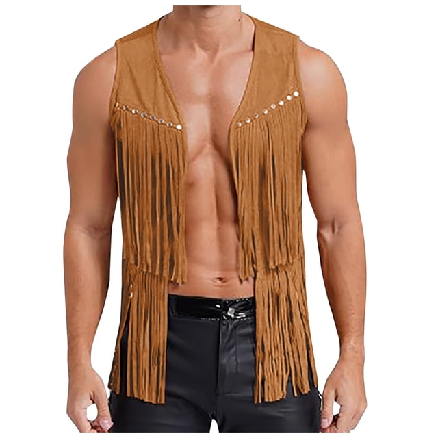 Male New Tassel Deer Skin Velvet Buttonless Mid Length Vest Vest Vest Jacket Jacket Men Winter Hooded Winter Jacket with Glasses Bake Jacket Puff Jacket Mens Big And Tall Light Jackets Tall Men Winter