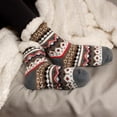 thumbnail image 3 of Women's Classic Winter Fleeced Thermal Cabin Crew Slipper Socks, 03 Brown, 1 Pair, 3 of 5