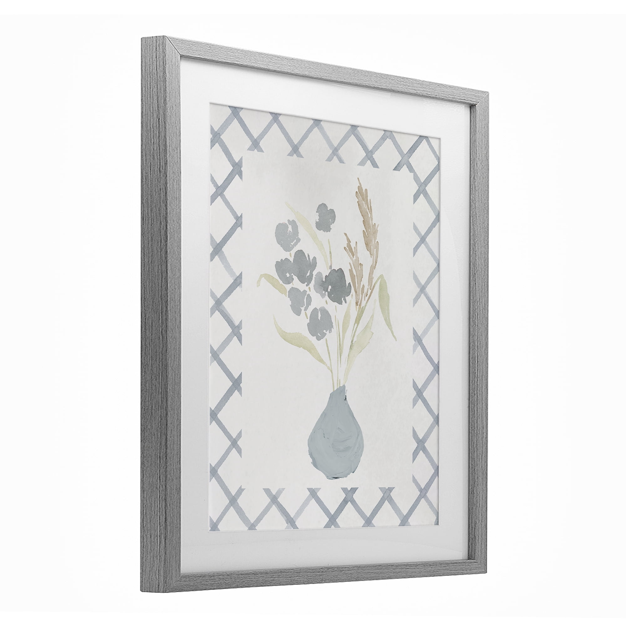 Stupell Industries Muted Blue Anna Bouquet Gray Framed Print Under Glass, design by Lucille Price