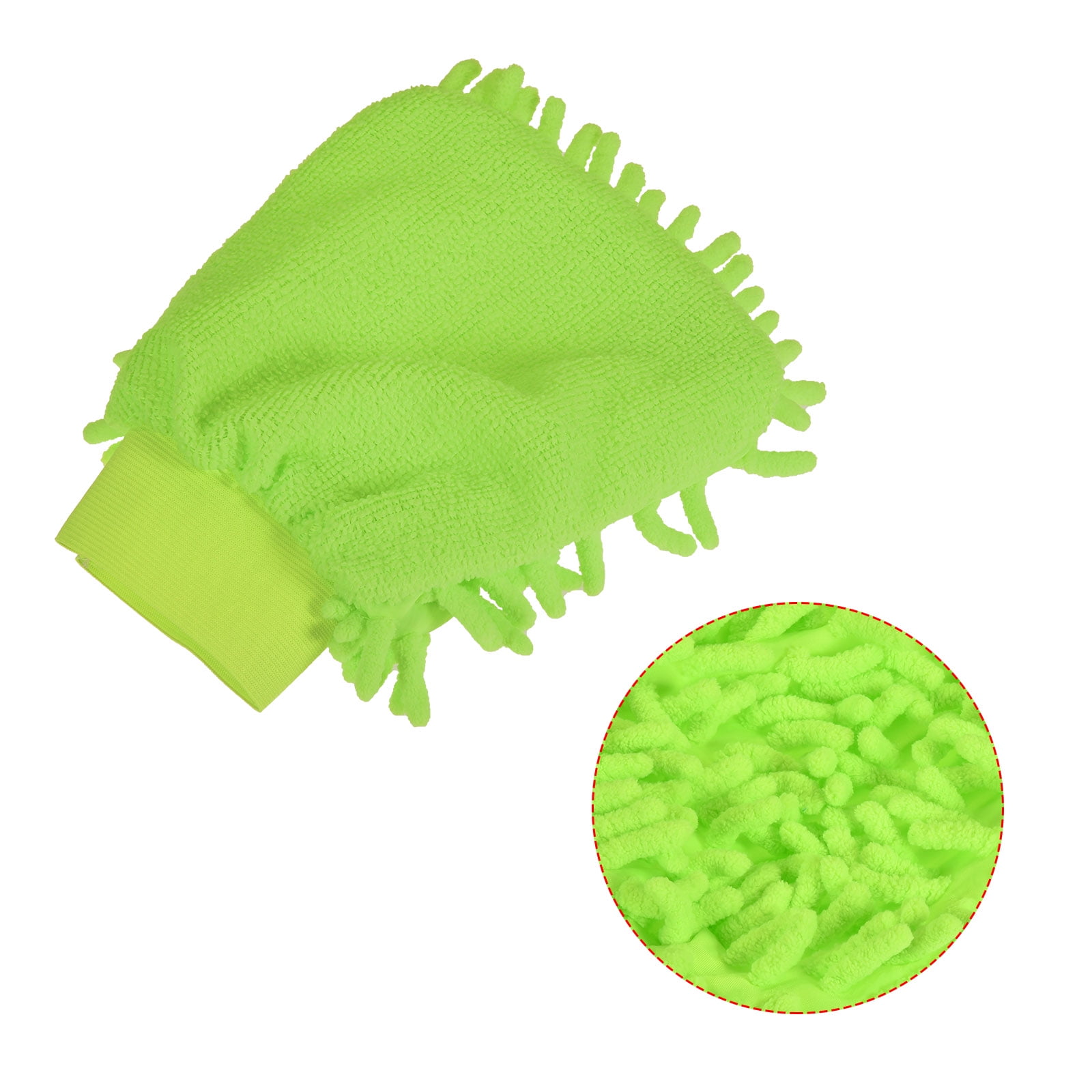 Unique Bargains Reusable Scratch-Free Cleaning Gloves Microfiber Chenille Mitts Green