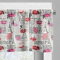 thumbnail image 3 of Ambesonne Paris Valance Pack of 2, Newspaper Lipstick Kiss, 54"X12", Charcoal Grey Multicolor, 3 of 5