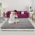 thumbnail image 3 of NAIZEA Japanese Floor Mattress, 4" Thick Sherpa Fleece Folding Roll Up Futon Mattress, Reversible and Foldable Sleeping Pad, 3 of 9