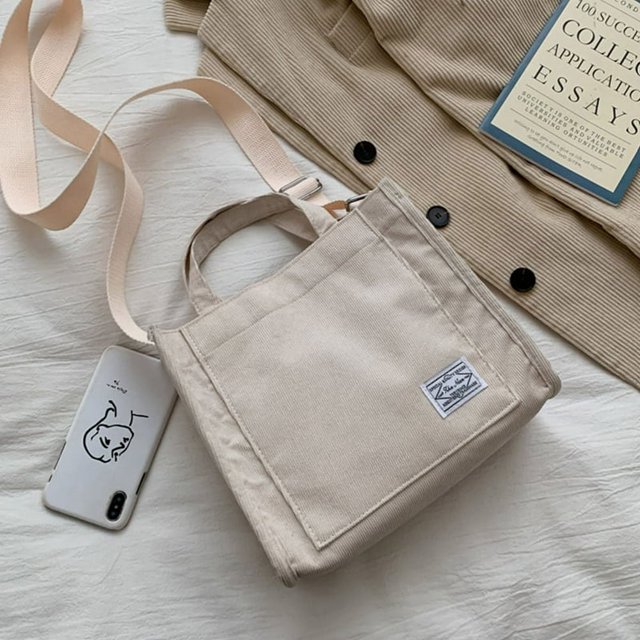 Sac Fourre-Tout Décontracté en Velours Côtelé pour Femmes, Sac d'Épaule, Art Rétro, Toile, Sacs Bandoulière pour Femmes 2022, Sacs à Main en Coton à Fermeture Éclair