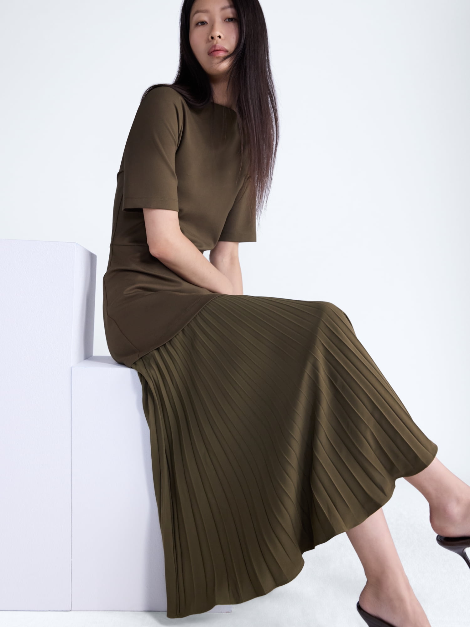 Scoop Women’s and Women’s Plus Mixed Media Maxi Cotton Dress, Sizes XS-4X