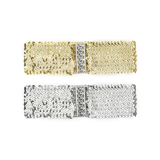 Unique Bargains Ladies Elastic Waist Belt Gold
