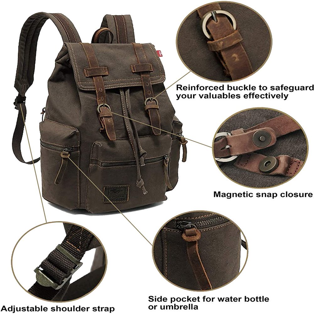 Sac à Dos Vintage En Toile Et Cuir – Étanche – Pour Ordinateur Portable – Neuf Avec étiquettes