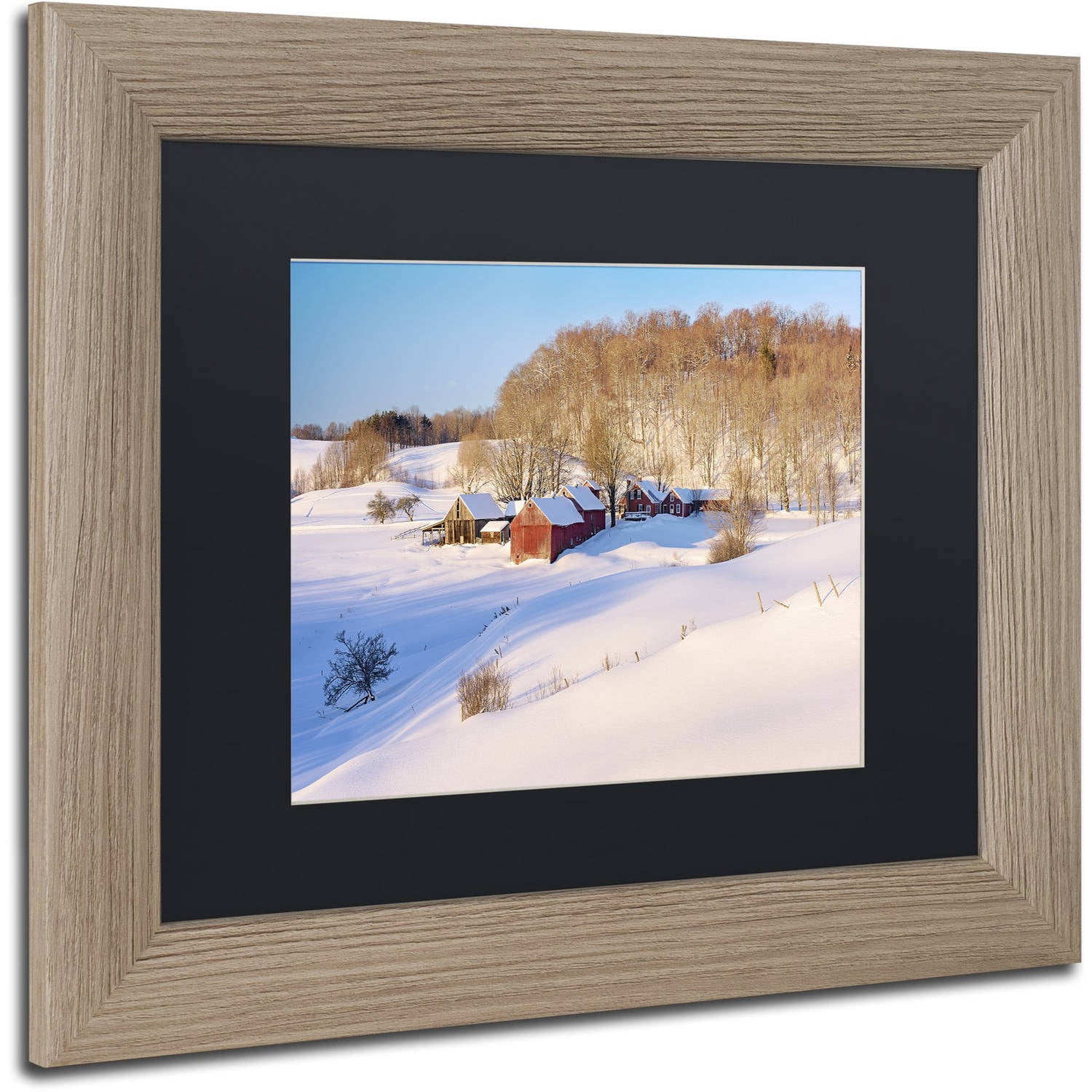 Trademark Fine Art "Jenne Farm Winter" Canvas Art by Michael Blanchette Photography Black Matte, Birch Frame