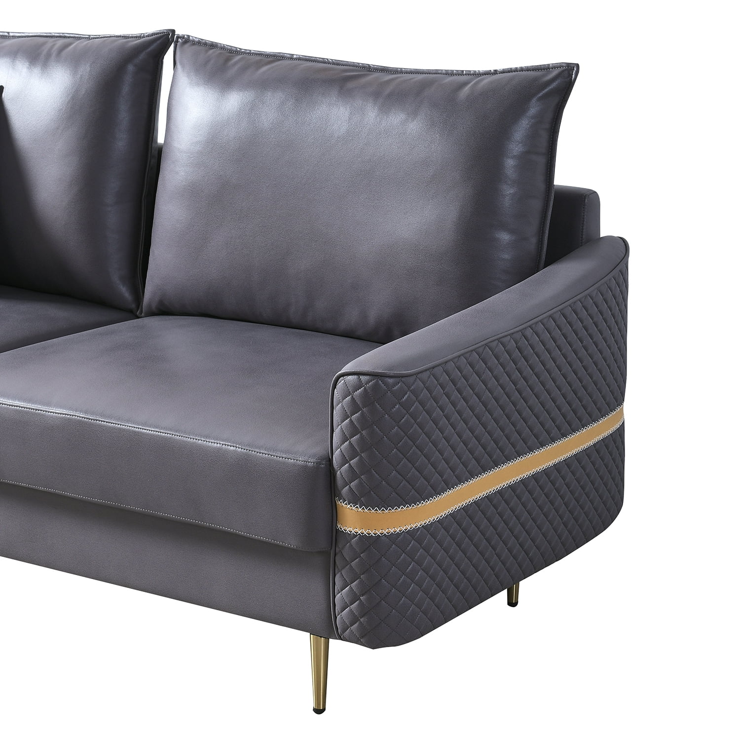Kadyn Loveseat Sofa Couch, 73.22" Fabric Couch with 2 Pillows, Modern Upholstered Sofa for Bedroom, Dary Grey