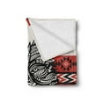 thumbnail image 2 of Wolf Soft Flannel Fleece Throw Blanket, Tattoo Style Totem Style Animal Face with Swirls Geometric Triangle Motifs, Cozy Plush for Indoor and Outdoor Use, 60" x 80", Red Black Cream, by Ambesonne, 2 of 5