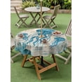 thumbnail image 4 of Outdoor Tablecloth with Umbrella Hole for Patio/Picnic/Party/Camping, Teal Jellyfish Coastal Waterproof Table Cloth Round Cover Washable, Vintage Summer Beach Nautical (Dia 60"), 4 of 8