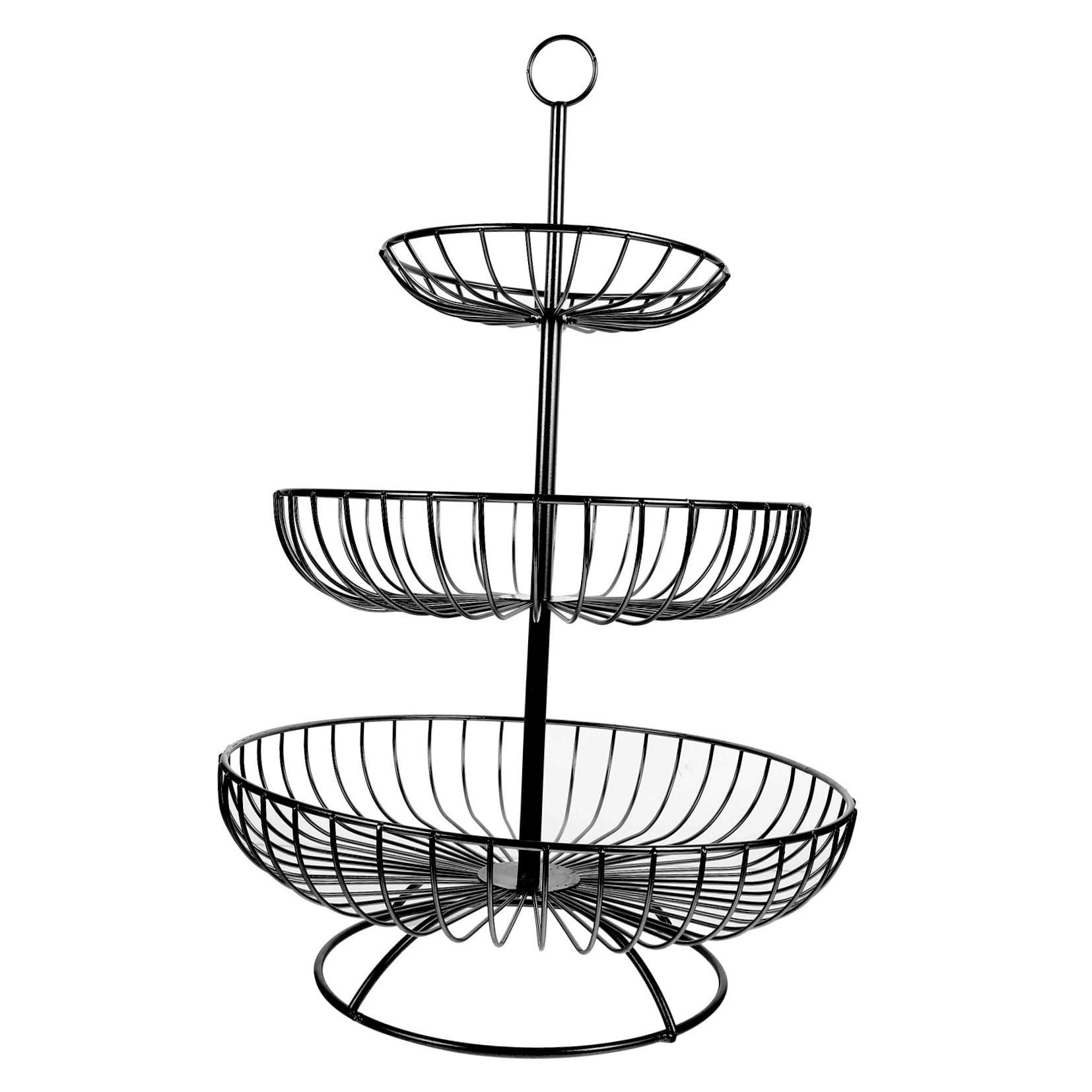 CIMAXIC Countertop Organizer For Kitchen Counter Fruit Basket Stand Metal Black 1Set