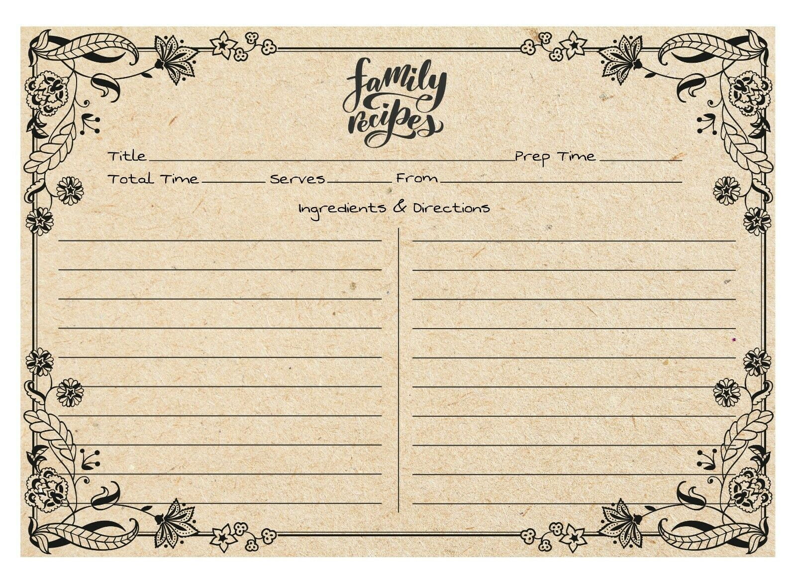 Recipe Cards (20 Count Calligraphy Black Flowers), 20x20 Recipe Cards, Recipe  Card, Blank Recipe Cards, Recipe Index Cards Throughout 4x6 Note Card Template