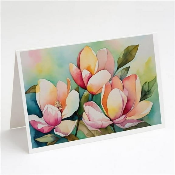 Mississippi Magnolia in Watercolor Greeting Cards and Envelopes Pack of 8 7 in x 5 in