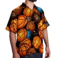 thumbnail image 2 of Basketball Men's Short Sleeve Button Down Casual Beach Printed Shirts, 2 of 6