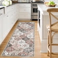 thumbnail image 2 of HOMERRY Runner Rug 2' x 6' Washable Modern Moroccan Trellis Floral Hallway Runner Carpet for Doorway Bedside, Pink/Gray, 2 of 5