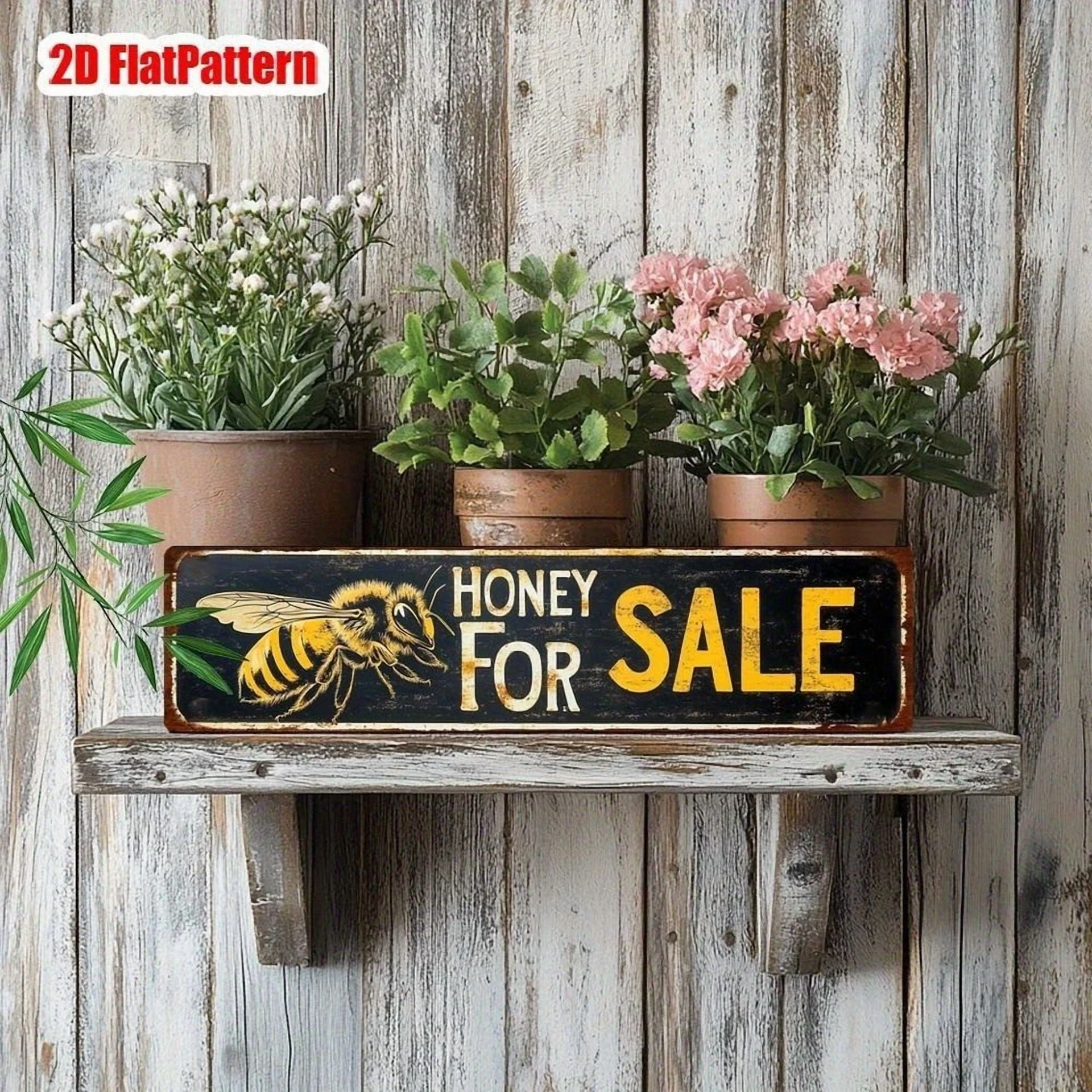 PURELY- Honey For Sale Yard Sign 16X4In Metal Tin Sold Sign For Farm Garden Lawn Outdoor