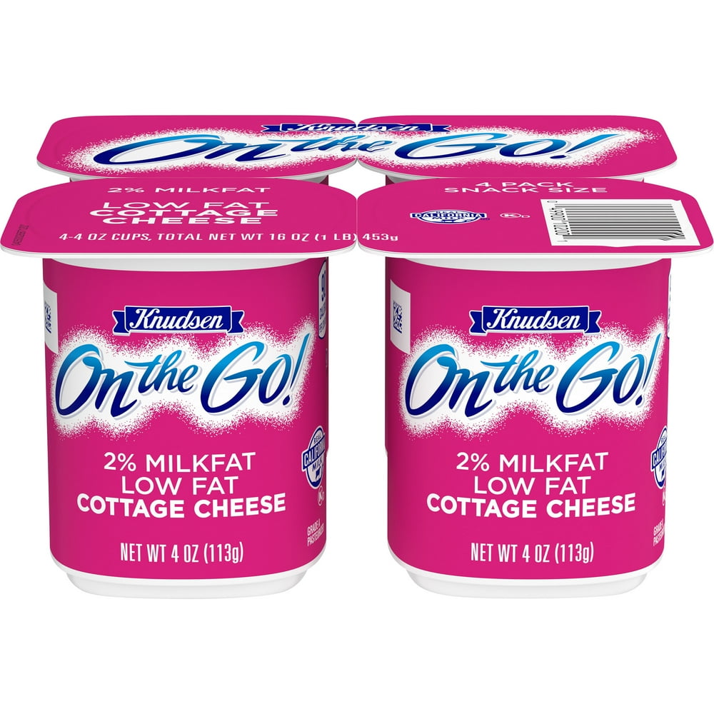 Knudsen On The Go Lowfat Cottage Cheese with 2 Milkfat, 4 ct Pack, 4