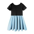 thumbnail image 4 of EnJoCho Girls Cotton Rufle Sleeve Swing Dress 𝖳iered A-Line Sundres𝗌 Scop Neck Contrast Stitching Casual Play Dress for Kids Age 4-12 Years, 4 of 4