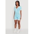 thumbnail image 3 of Womens Daisy Ribbed Knit Varsity Stripe Button Front Romper, 3 of 4