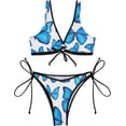 thumbnail image 2 of Dreamtimes Sexy O-Ring String Triangle Bikini Set for Women'sTwo Piece Swimsuit-Pretty Blue Butterfly, Large, 2 of 7