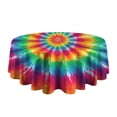 thumbnail image 5 of Rainbow Tie Dye Mandala Pattern Round Tablecloth 60"x60",Wrinkle Wipeable Table Cloth for Kitchen Dining Room Picnic Patio Party, 5 of 6