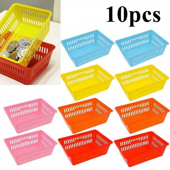 Organizing Bins 10 Pack, Colorful Mini Storage Baskets for Shelves 6.1x4.5x2.4 Inch, Small Storage Containers for Home, Office, Classroom