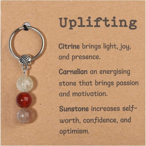 Natural Crystals Keychain Gift for New Beginnings, Healing Stones Keychain Gifts for Anxiety Relief. Healing Crystals