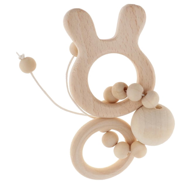 Grado Alimenticio De Silicona Bebé Mordedor De Dentición Juguetes Estilo 1-Conejo Macarena Pulsera de dentición de madera