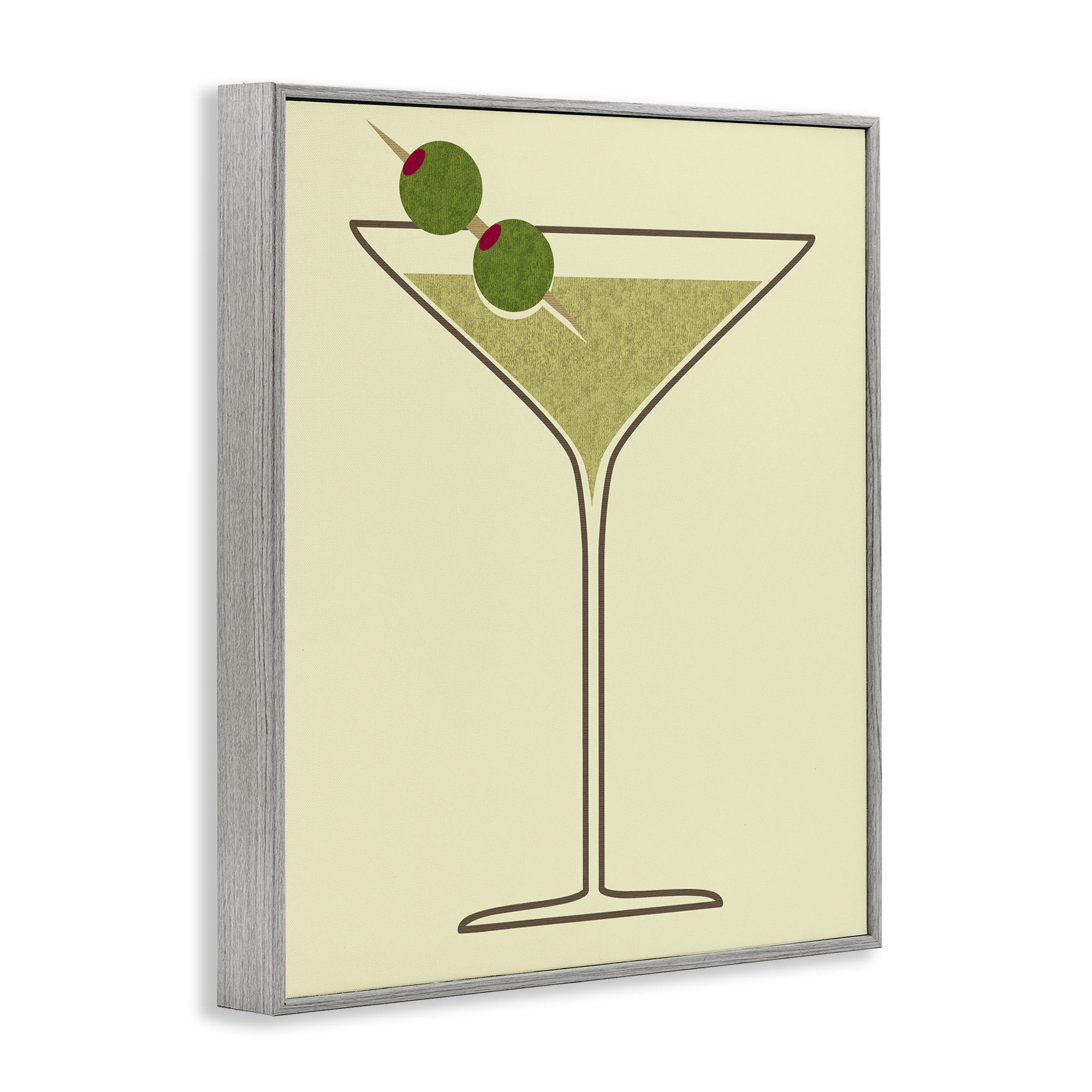 Stupell Industries Martini with Olives Food & Beverage Painting Gray Framed Art Print Wall Art, 24 x 30