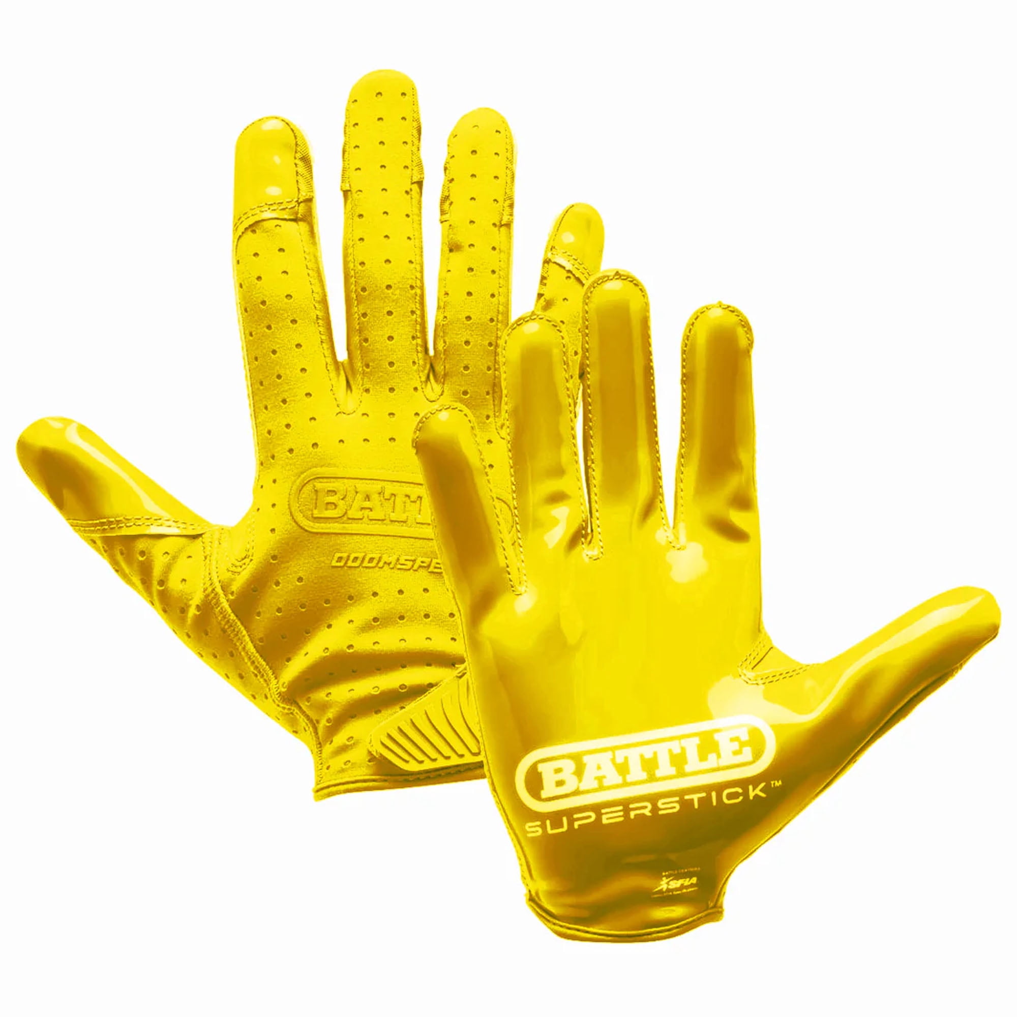 Battle Sports Youth Doom Speed Receiver Football Glove - Yellow - Xlarge
