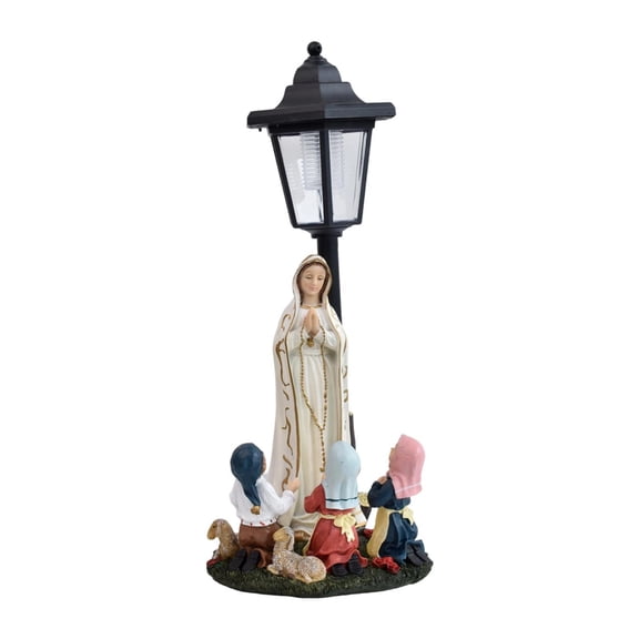 Resin Garden Sculpture Virgin Mary in Prayer Solar Light Durable Material for Yard Church Festive Decor