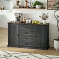 thumbnail image 2 of HOMCOM Buffet Bahut de 58 Pouces avec Station de Recharge Grain de Bois Noir, 2 of 10