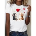 thumbnail image 1 of Valentine's Day Women's Cute Kitten & Heart Balloon Print T-Shirt - Romantic Sweet Style, Crew Neck, Short Sleeve, Ideal Gift for Your Beloved, Valentine's Day T-Shirts, 1 of 5