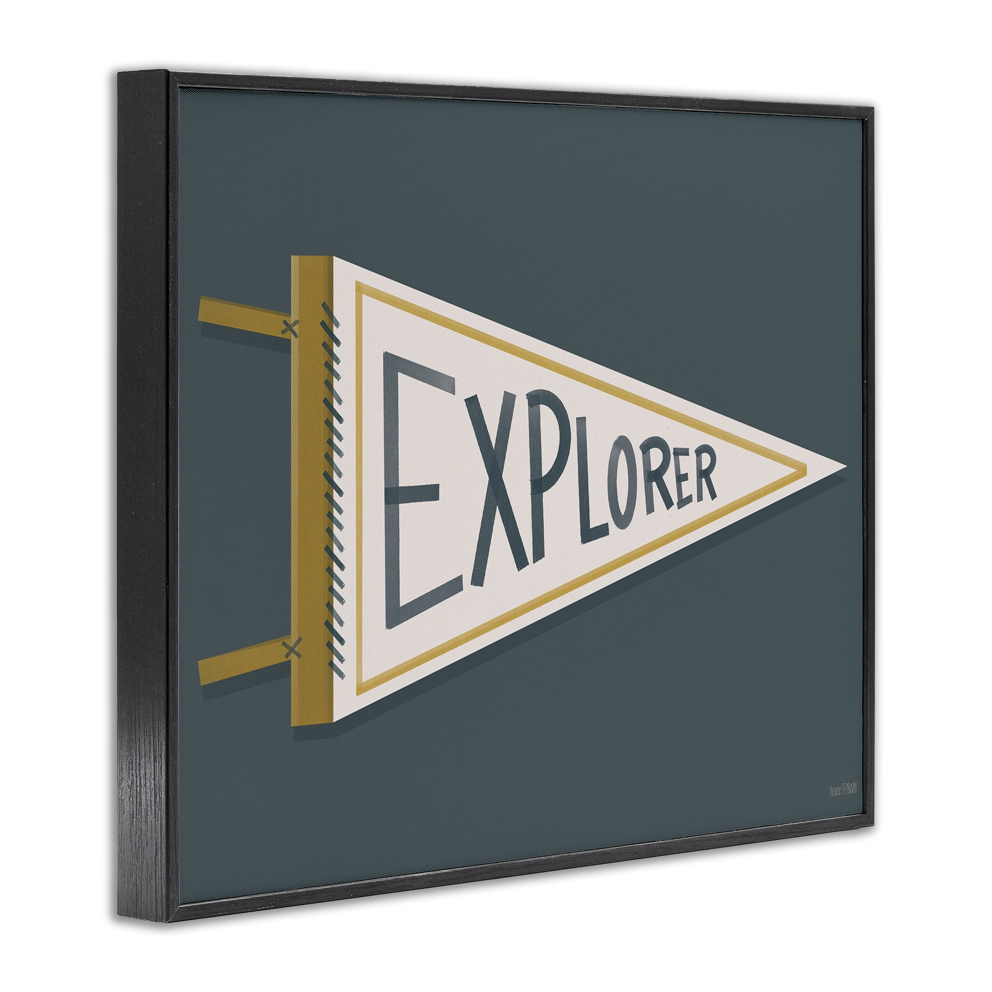 Stupell Industries Explorer Retro Pennant Black Framed Giclee Art, design by House Fenway