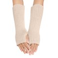 thumbnail image 1 of WEAIXIMIUNG Heating Gloves Women Autumn and Winter Solid Color Multicolor Wool Long Striped Knit Half Finger Gloves, 1 of 4