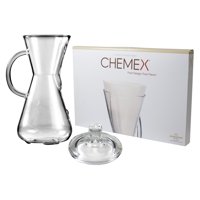 Chemex Glass 15 Ounce Coffee Maker with Cover and 100 Count Bonded Half Circle Coffee Filters