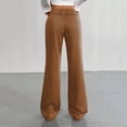 thumbnail image 5 of Women's Soft Stretchy Wide Leg Pants for Women, Mid Elastic Waist, Straight Leg Solid Color, Business Casual Work Office Lounge, Womens Trousers Cropped Pants | UKHCCC,Khaki M, 5 of 8
