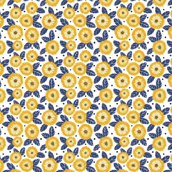 Eugene Textiles Premium Marigold Flowers print , Width 44' 100% Cotton Fabric, Yellow color