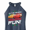 thumbnail image 3 of Disney Cars - Christmas - On The Highway To Holiday Fun - Juniors High Neck Tank Top, 3 of 5