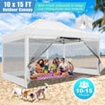thumbnail image 4 of HOTEEL 10x15ft Pop-Up Gazebo Outdoor Canopy Tent with Adjustable Height, UV 50+ Sun Protection & Removable Mosquito Net - Waterproof Instant Shelter, White, 4 of 8