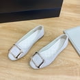 thumbnail image 4 of Womens Ballet Flats Slip On Loafers Comfortable with Buckle Breathable Mesh Casual Walking Shoes White,Size 9.5, 4 of 5