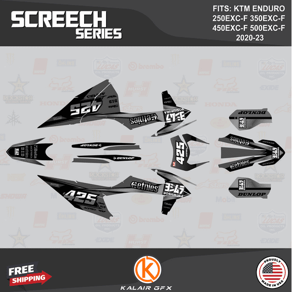 Kalair GFX Graphics Kit for KTM ENDURO 4-STROKE 250EXC-F,350EXC-F,450EXC-F and 500EXC-F (2020-2023) Screech Series